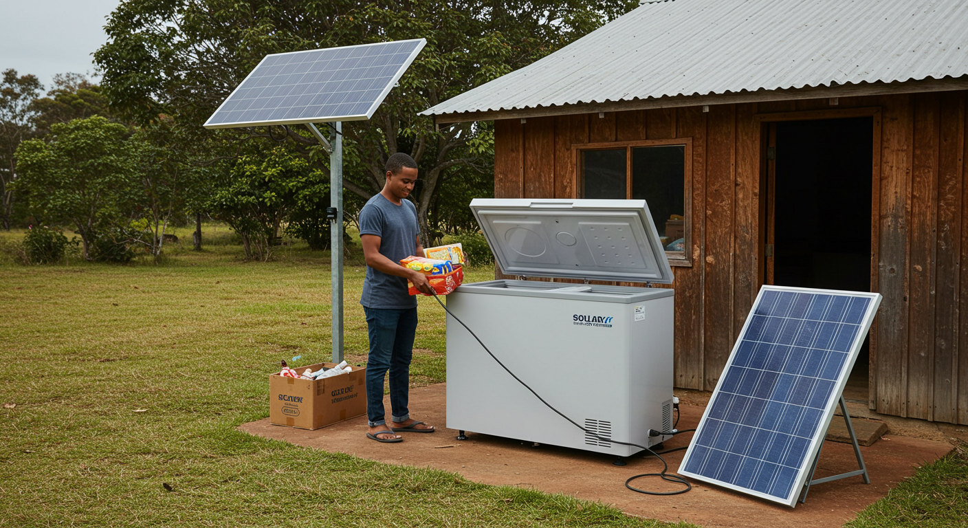 freezer with solar panel